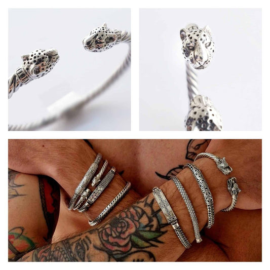 Pulsera panteras hombre de plata de ley