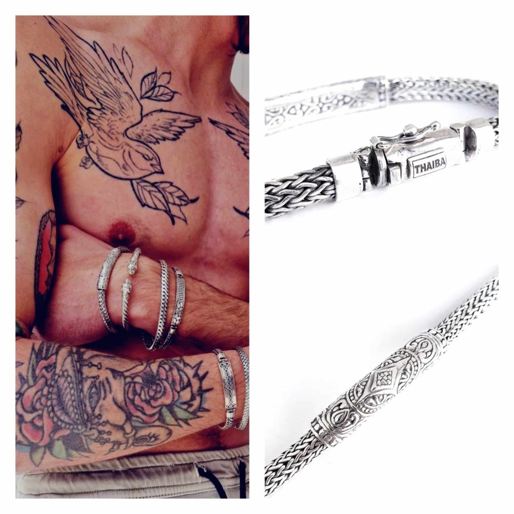 Pulsera hombre snake Atilius 21 cm de plata de ley