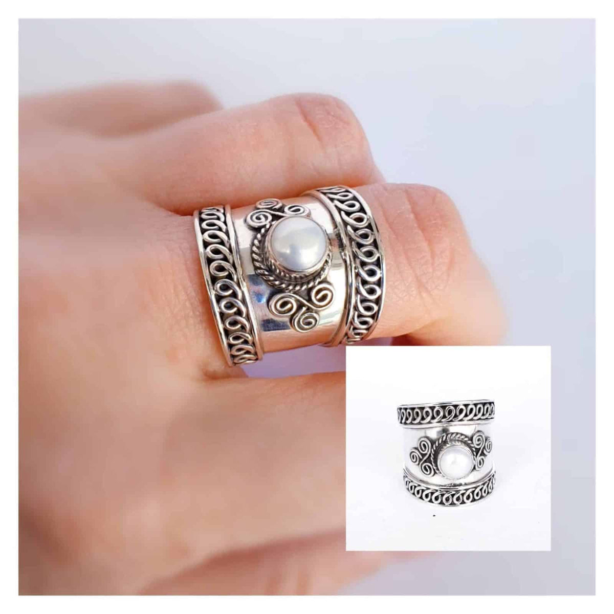 Anillo bali perla de plata de ley - vista adicional