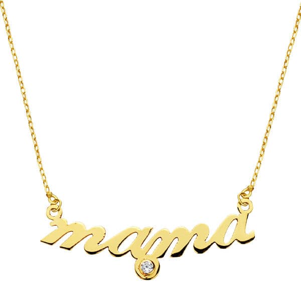 Gargantilla Mama con Circonita Cadena Forzada 45 cm de oro amarillo 9K