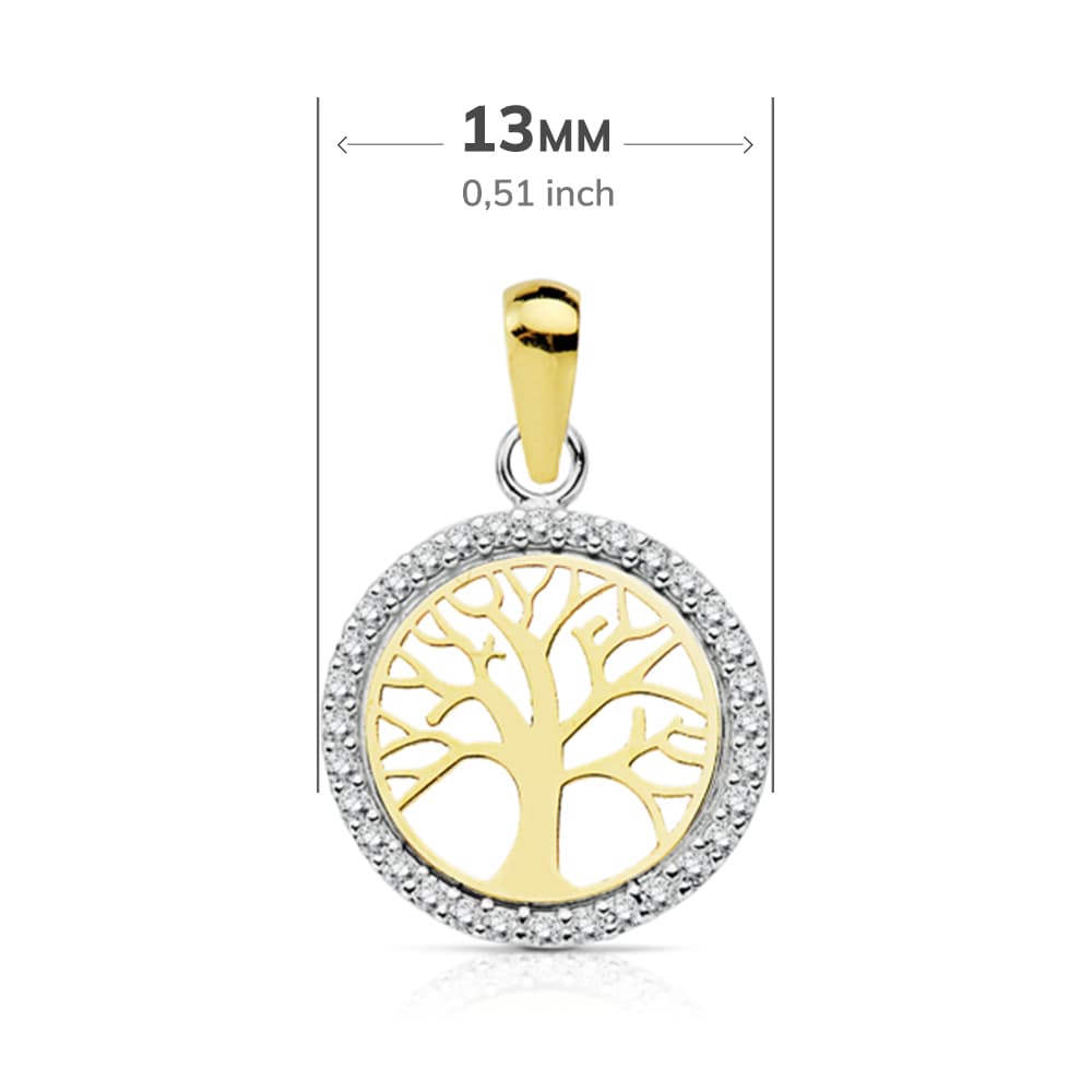 18K COLGANTE ORO BICOLOR ARBOL DE LA VIDA 13 MM