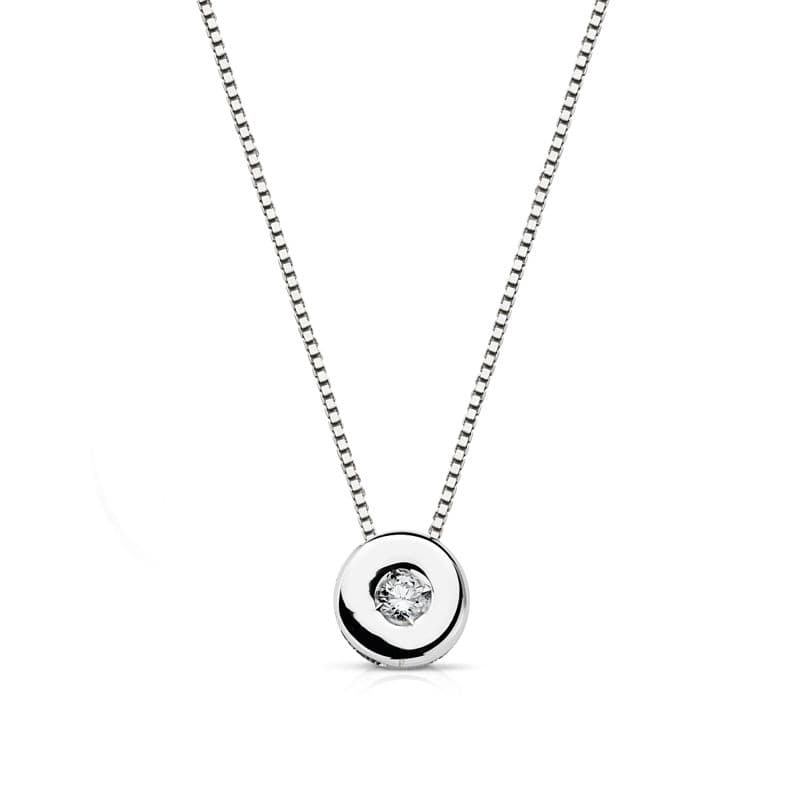 18K GARGANTILLA ORO BLANCO CHATON 5MM DIAMANTE 0,02 QTS. H-I CADENA 42CM