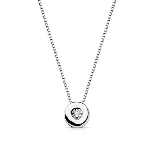 18K GARGANTILLA ORO BLANCO CHATON 5MM DIAMANTE 0,02 QTS. H-I CADENA 42CM