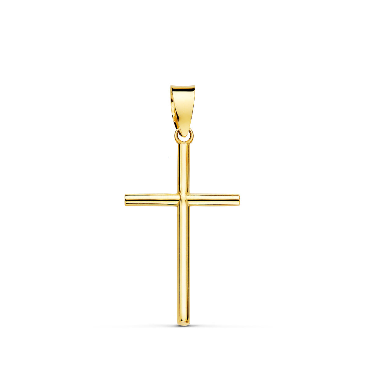 18K CRUZ ORO AMARILLO LISA TUBO 1.5 MM 21X13MM