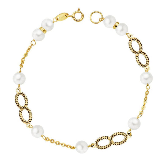 Pulsera Comunion Perla 5,5 mm 18 cm de oro amarillo 18K