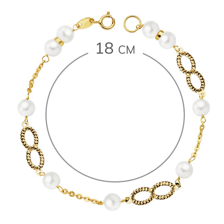 18K PULSERA ORO AMARILLO COMUNION PERLA 5.5 MM 18CM