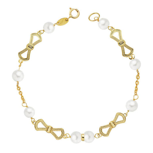Pulsera Comunion Perla 5,5 mm 17,50 cm de oro amarillo 18K