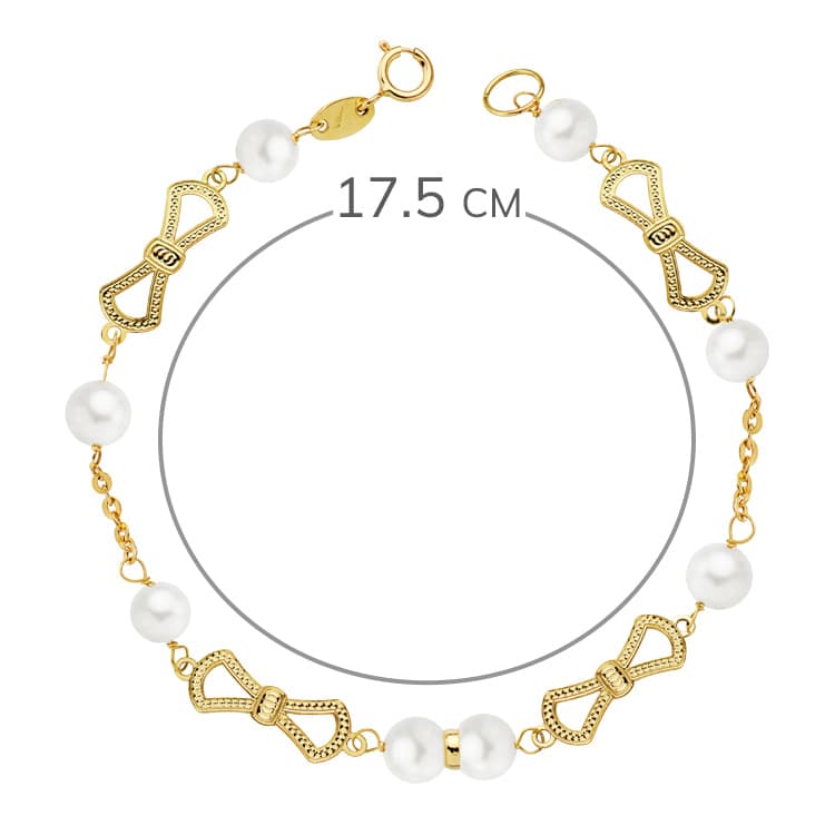 18K PULSERA ORO AMARILLO COMUNION PERLA 5.5 MM 17.50CM
