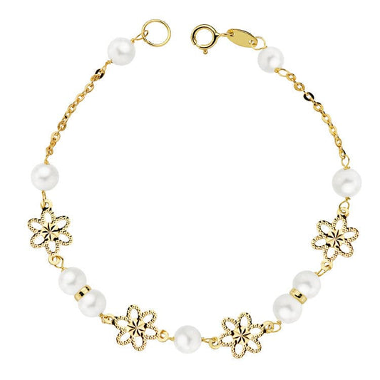 Pulsera Comunion Perla 5,5 mm 18 cm de oro amarillo 18K