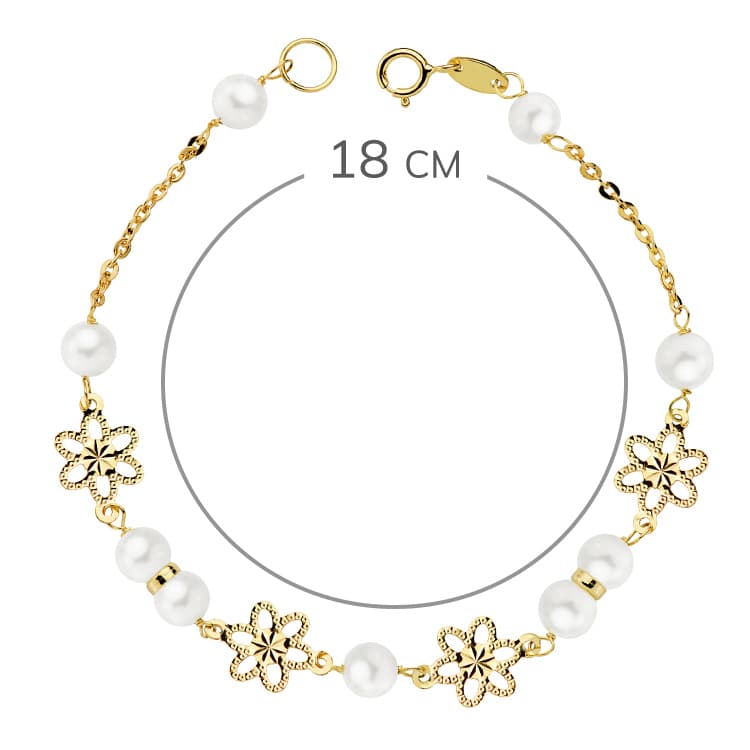 18K PULSERA ORO AMARILLO COMUNION PERLA 5.5 MM 18CM
