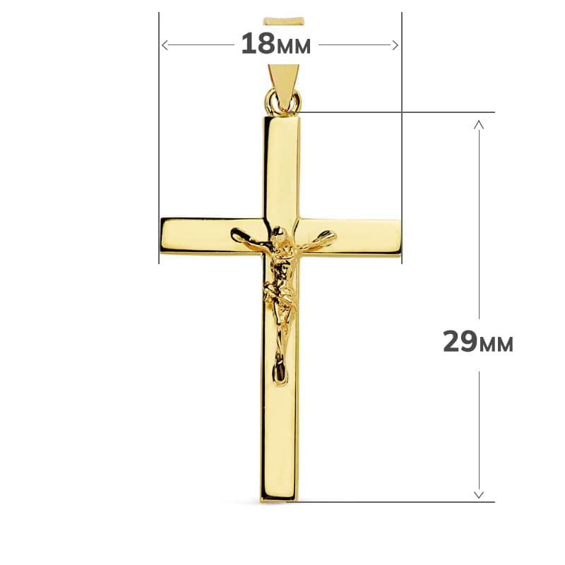 18K CRUZ ORO AMARILLO CON CRISTO 29X18X3 MM