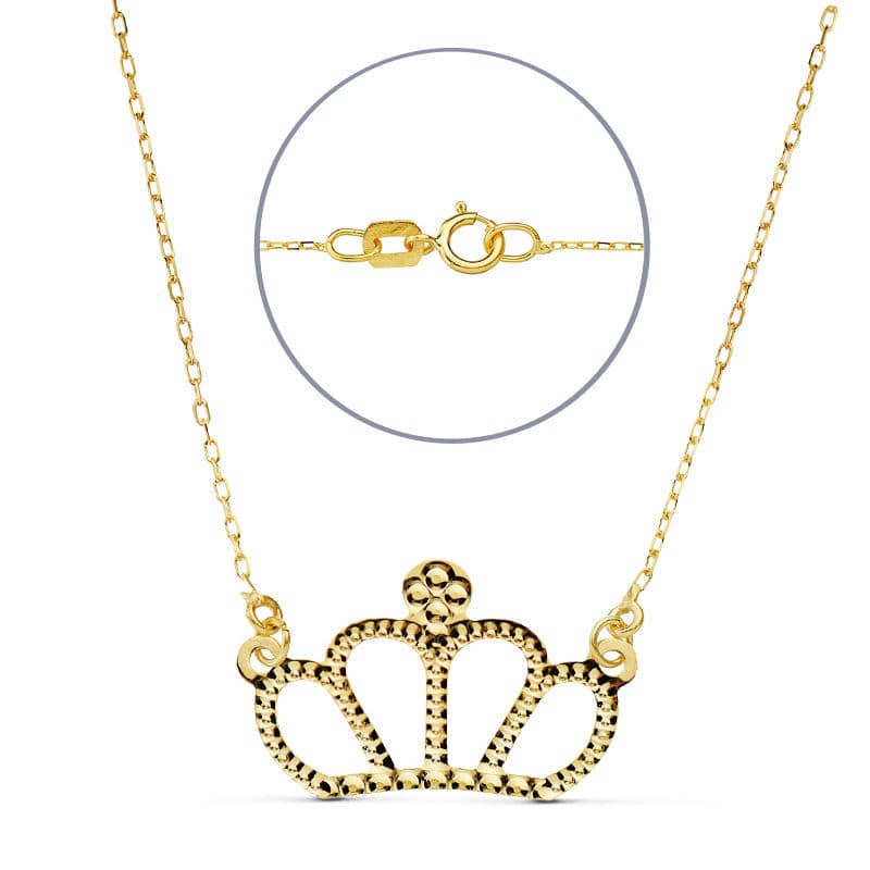 Collar Corona 12 x 8 mm 45 cm de oro amarillo 18K