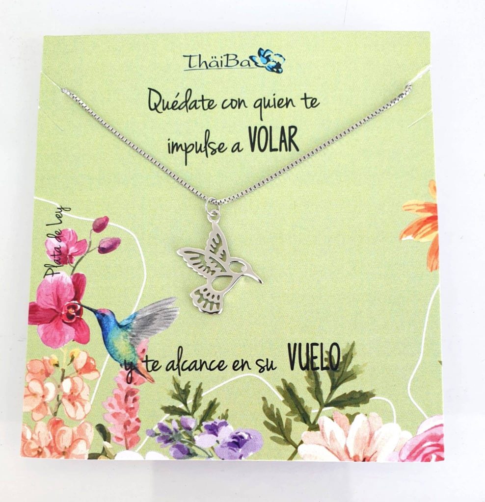 Collar colibrí de plata de ley