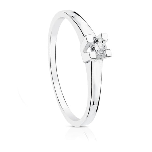Solitario Diamante Talla Brillante 0,100 Qts. G-vs2 de oro blanco 18K
