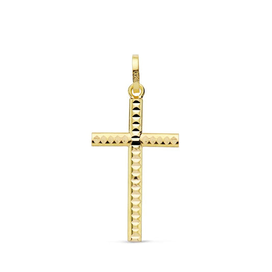 18K CRUZ TALLADA 22X12 MM