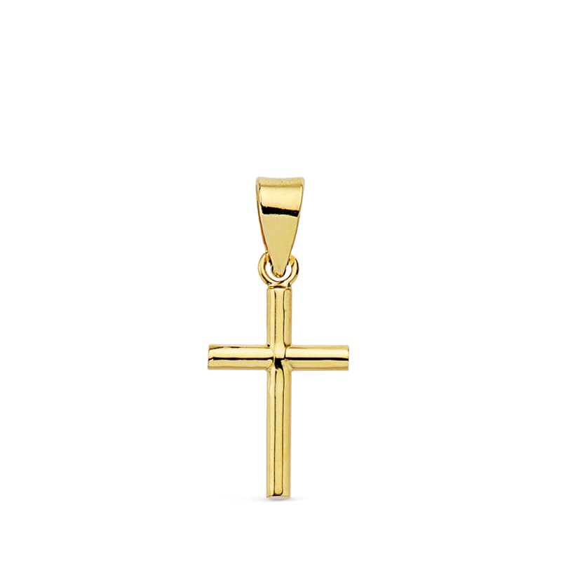 18K CRUZ ORO AMARILLO LISA 15X8X1.5 MM