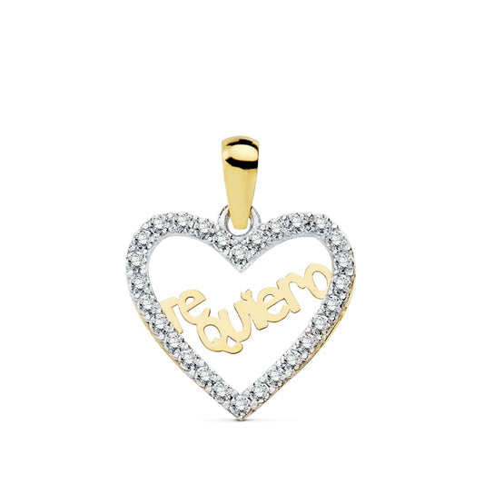 Colgante Bicolor Corazon Te Quiero 15 x 13 mm C. Amor 18K