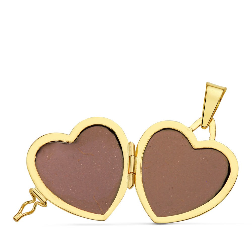 18K GUARDAPELO DIJE PORTAFOTOS ORO AMARILLO CORAZON LISO 21X21 MM