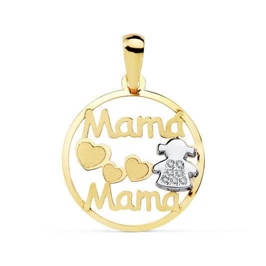 Colgante Mama Bicolor Niña 18 mm 9K