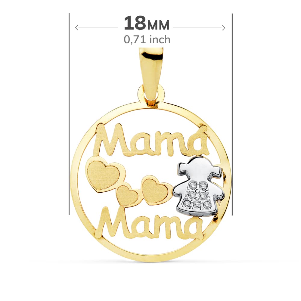 18K COLGANTE MAMA BICOLOR NIÑA 18 MM