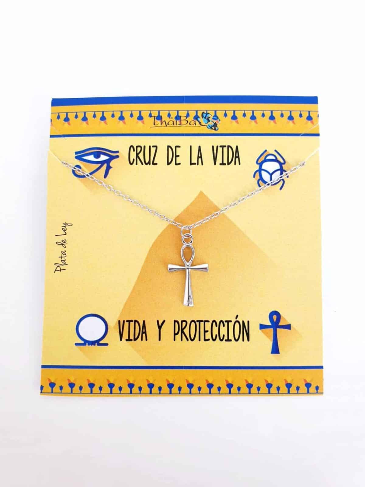 Collar cruz de la vida de plata de ley - vista adicional