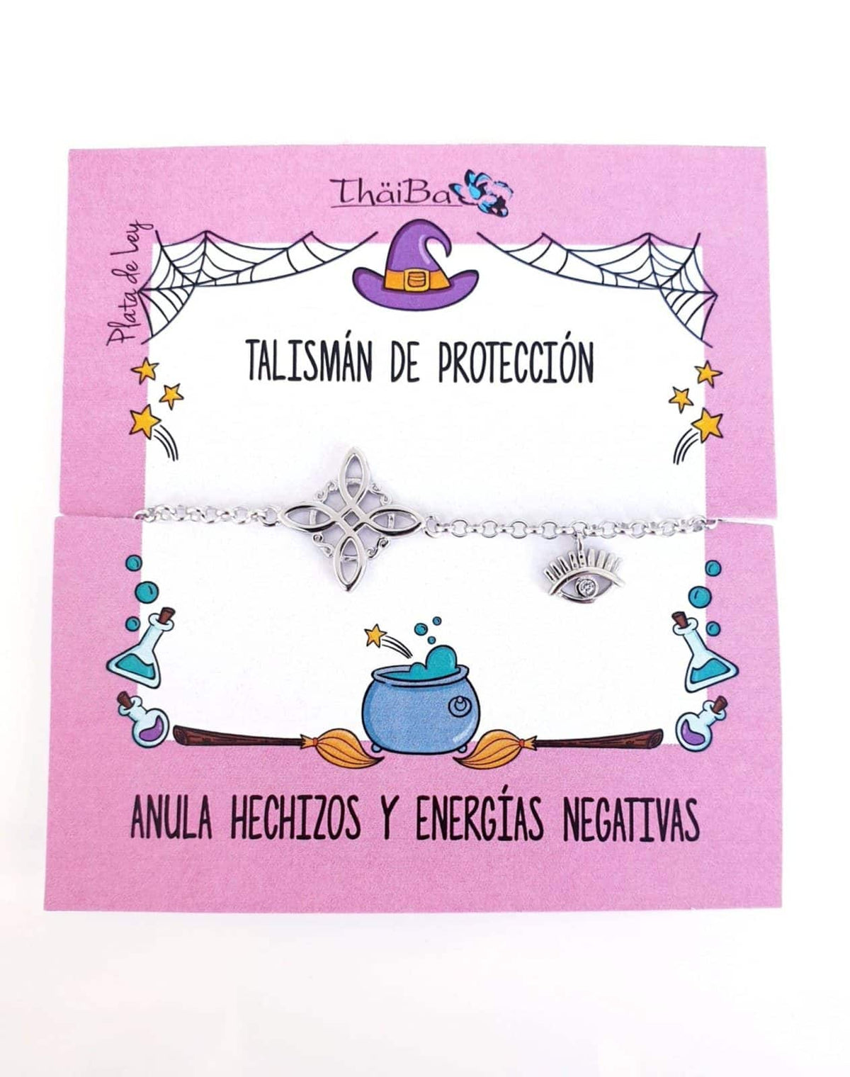 Pulsera nudo de bruja y ojo de plata de ley - vista adicional