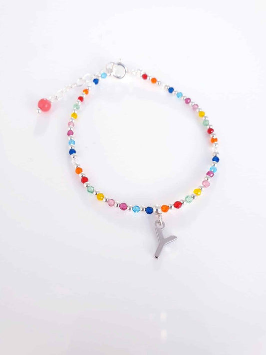 Pulsera inicial piedras » y « de plata de ley
