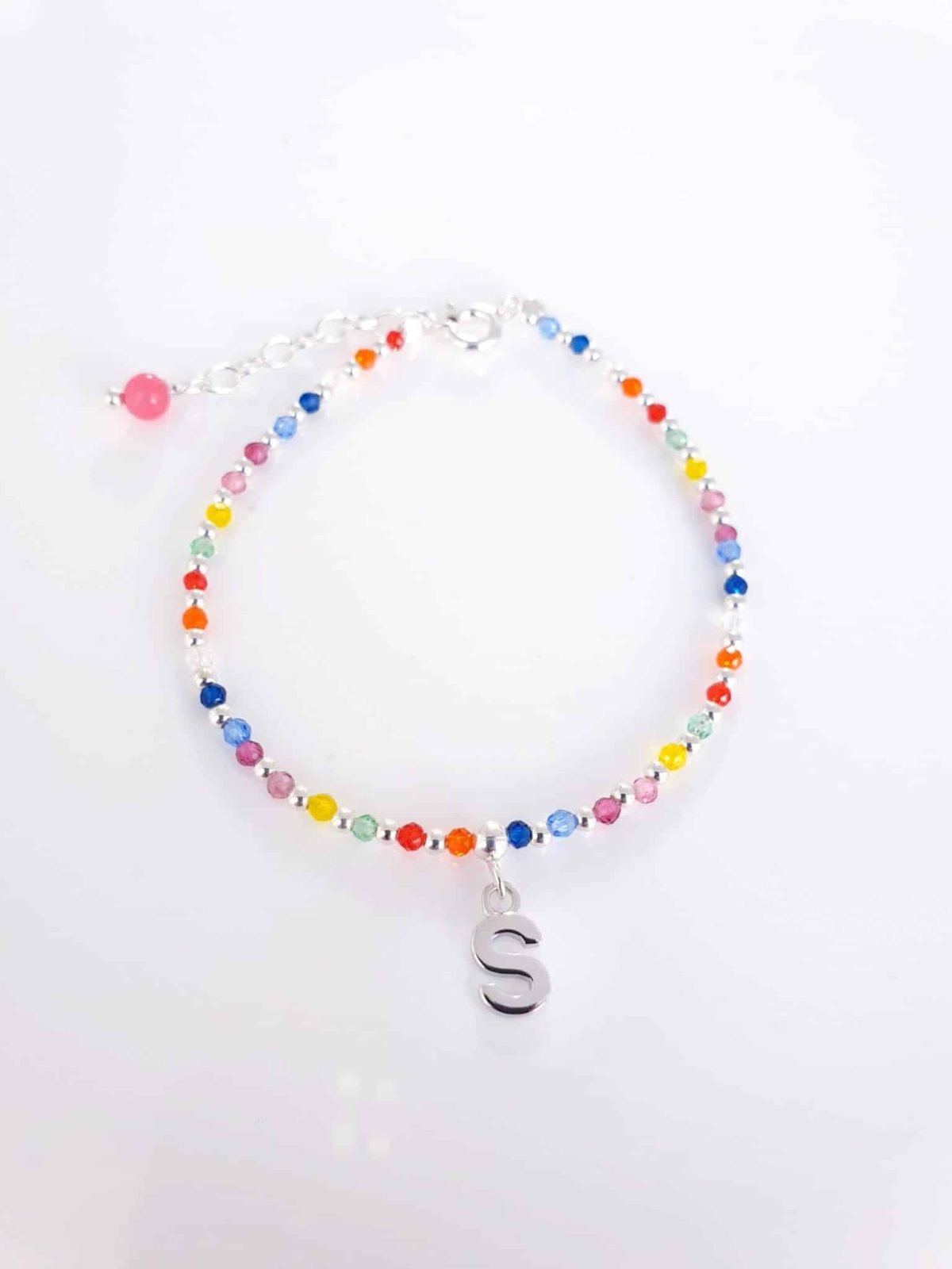 Pulsera inicial piedras » s « de plata de ley - vista adicional
