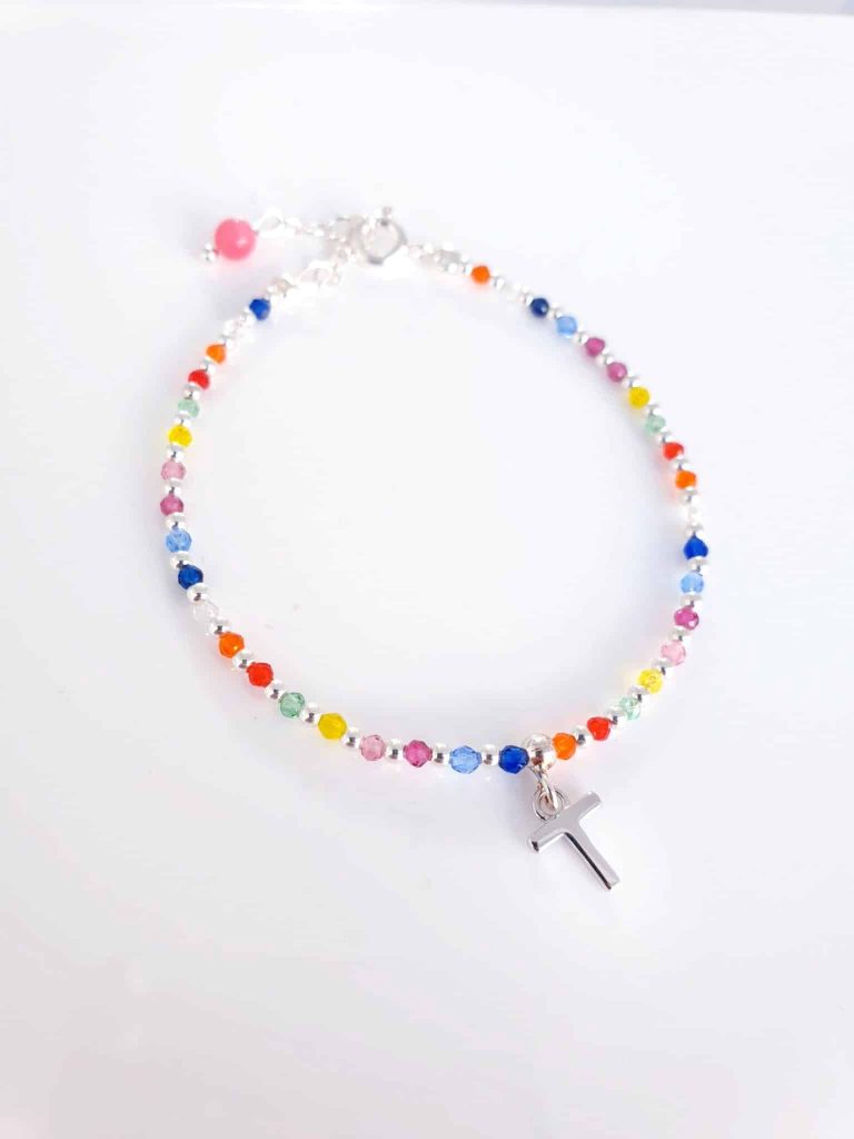 Pulsera inicial piedras » t « de plata de ley