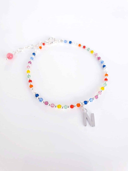 Pulsera piedras inicial » n « de plata de ley