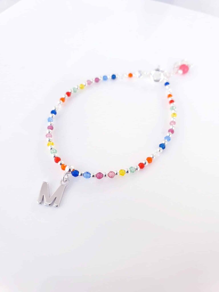 Pulsera piedras inicial » m « de plata de ley