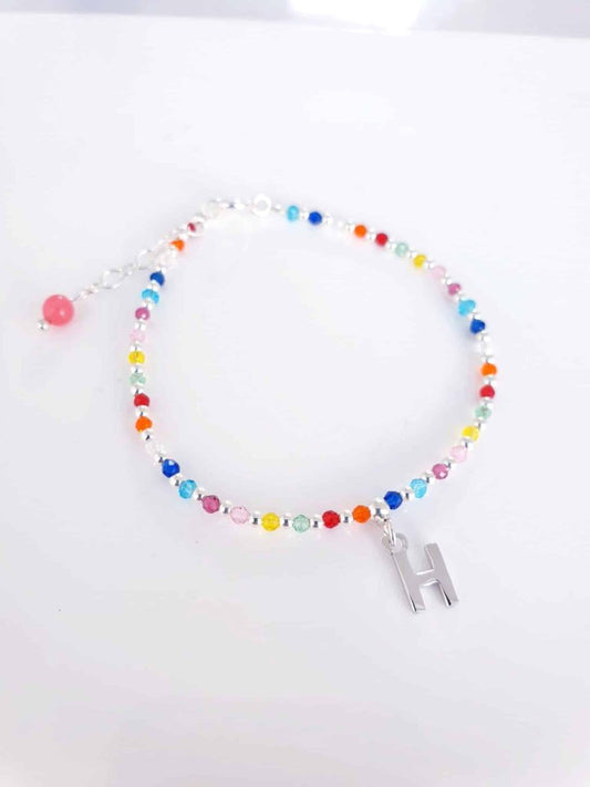 Pulsera piedras inicial » h « de plata de ley