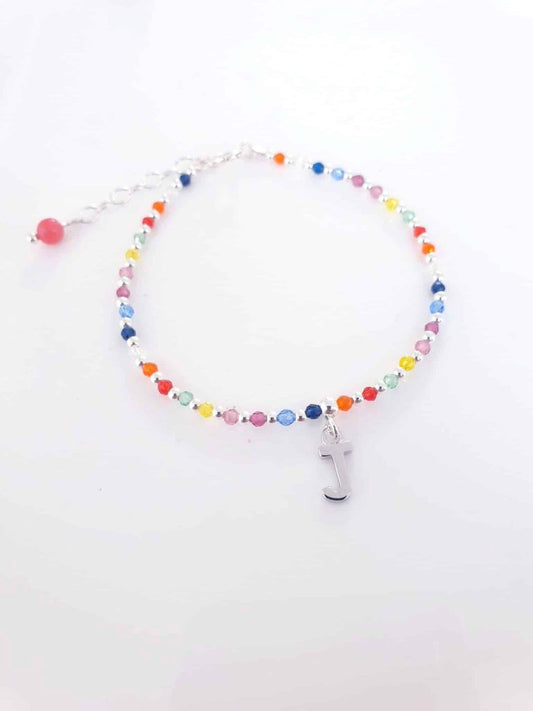 Pulsera piedras inicial » j « de plata de ley