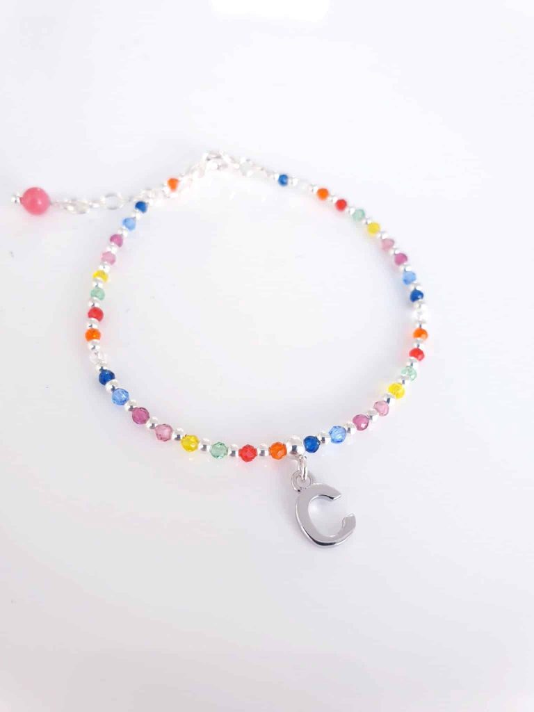 Pulsera piedras inicial «c» de plata de ley