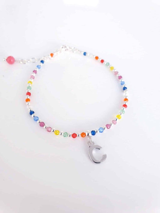 Pulsera piedras inicial «c» de plata de ley