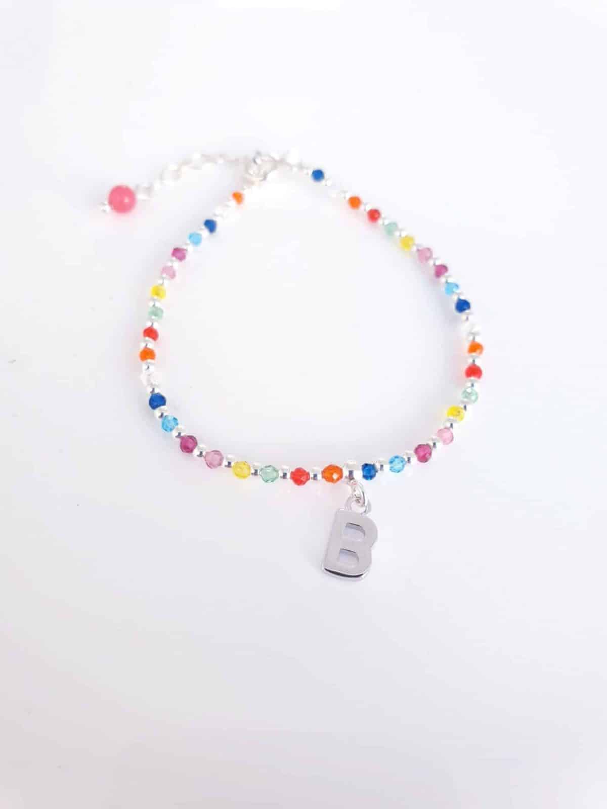 Pulsera piedras inicial «b» de plata de ley - vista adicional