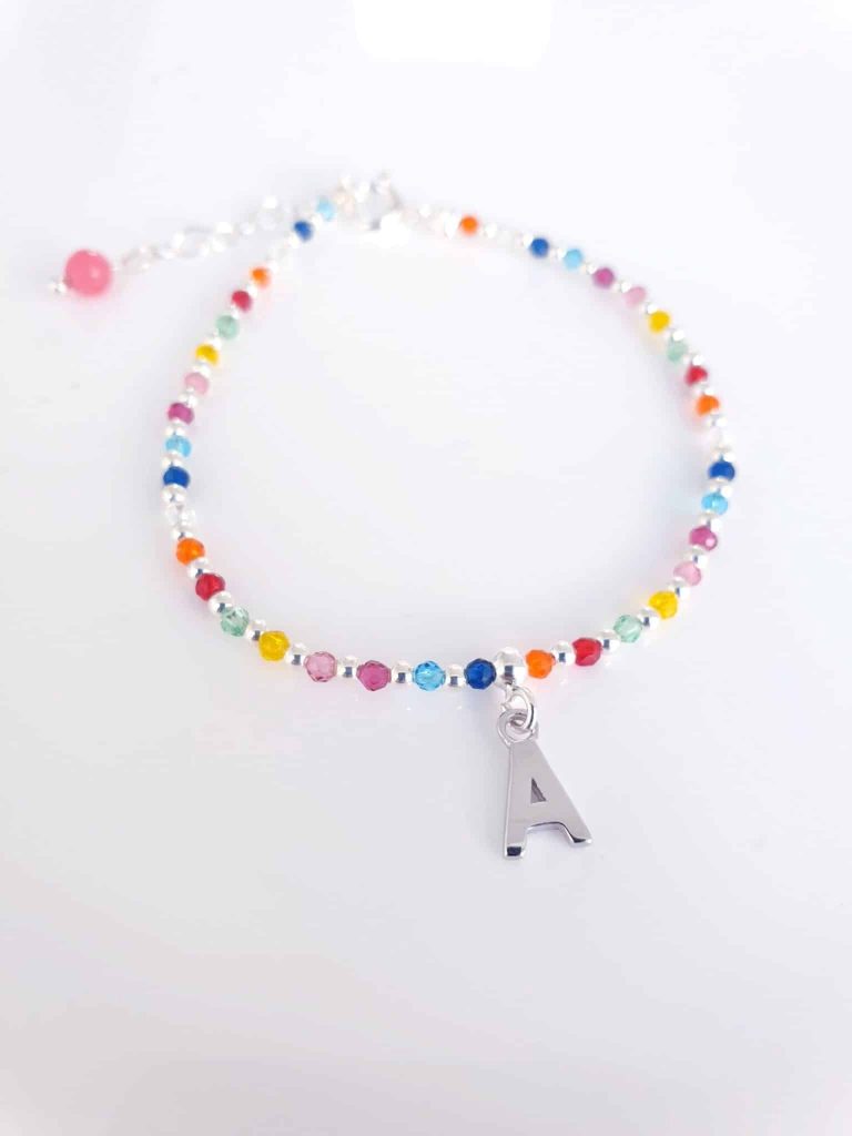 Pulsera piedras inicial «a» de plata de ley