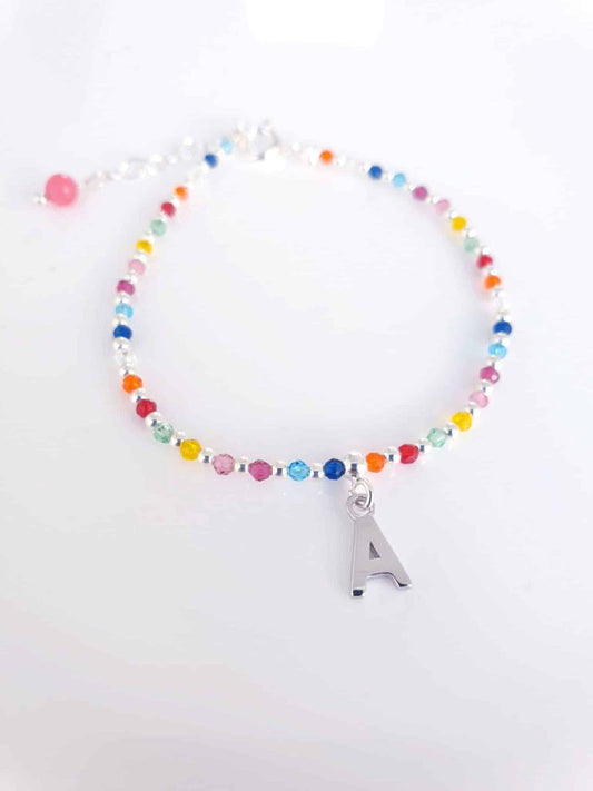 Pulsera piedras inicial «a» de plata de ley