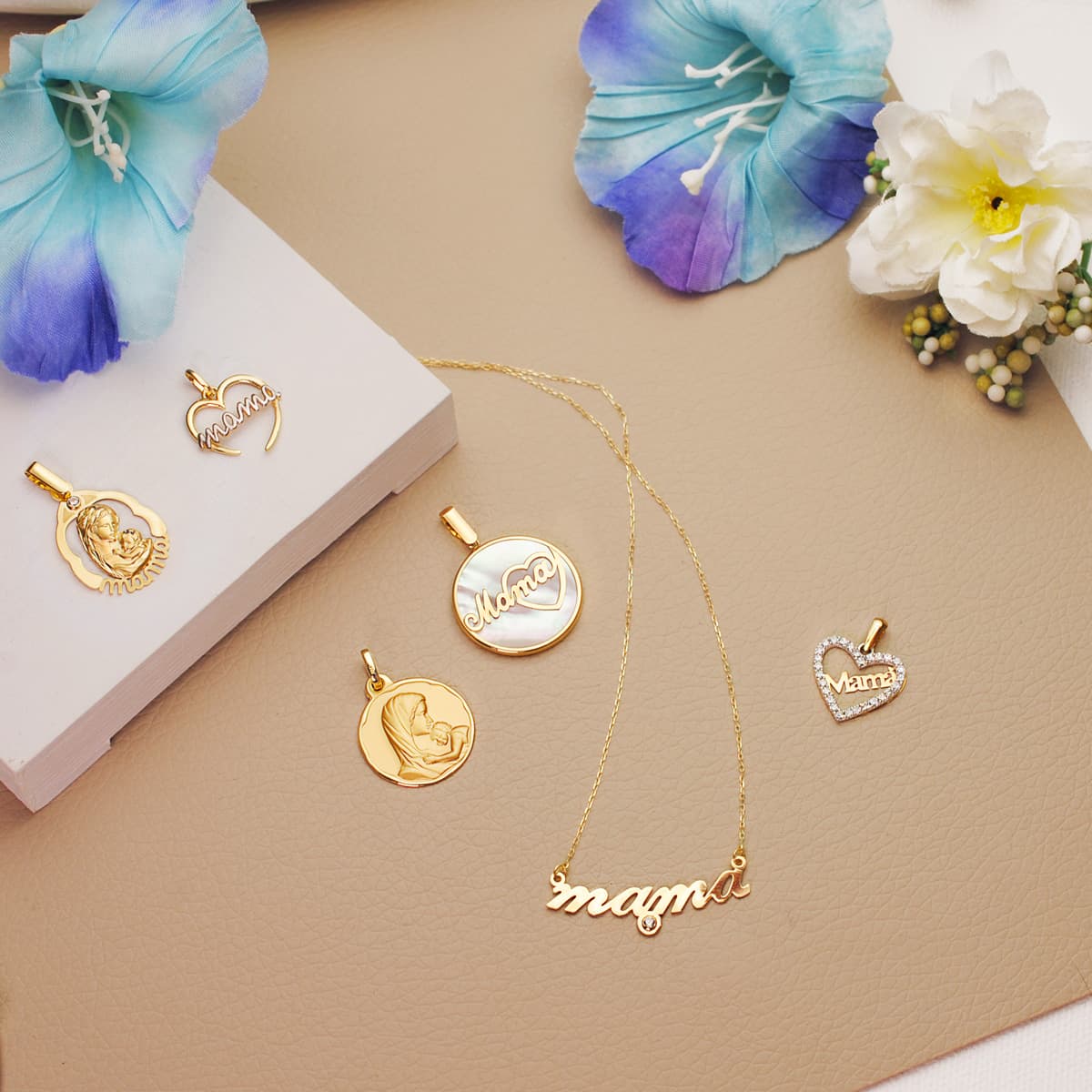 18K COLGANTE ORO AMARILLO NACAR MAMA CORAZON 20 MM