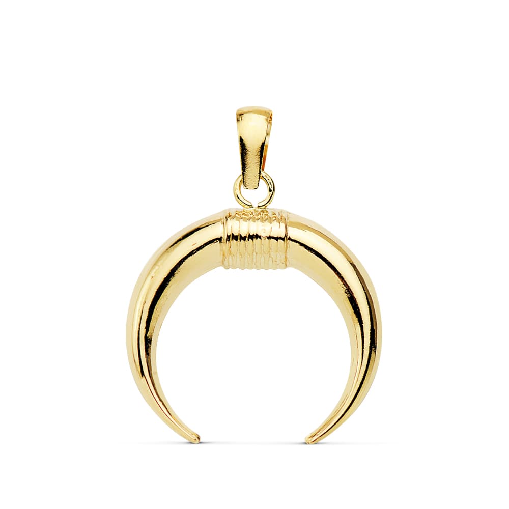 18K COLGANTE AMULETO ORO AMARILLO CUERNO 16X16 MM
