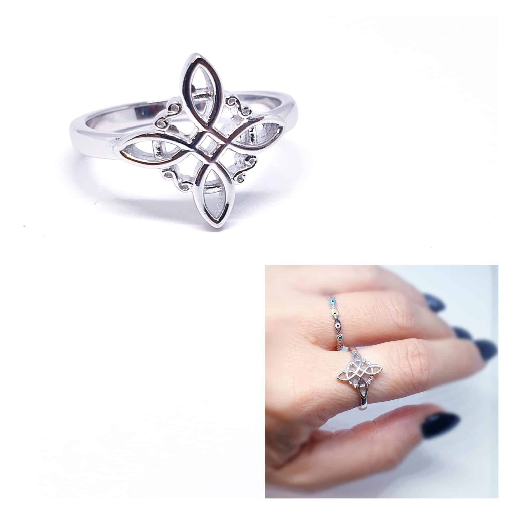 Anillo nudo de bruja de plata de ley - Joyería Zafir