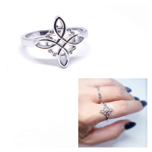 Anillo nudo de bruja de plata de ley