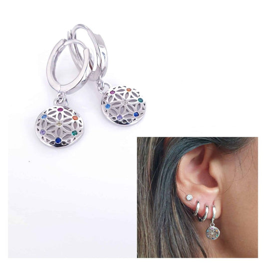 Pendientes flor de la vida de plata de ley - Joyería Zafir