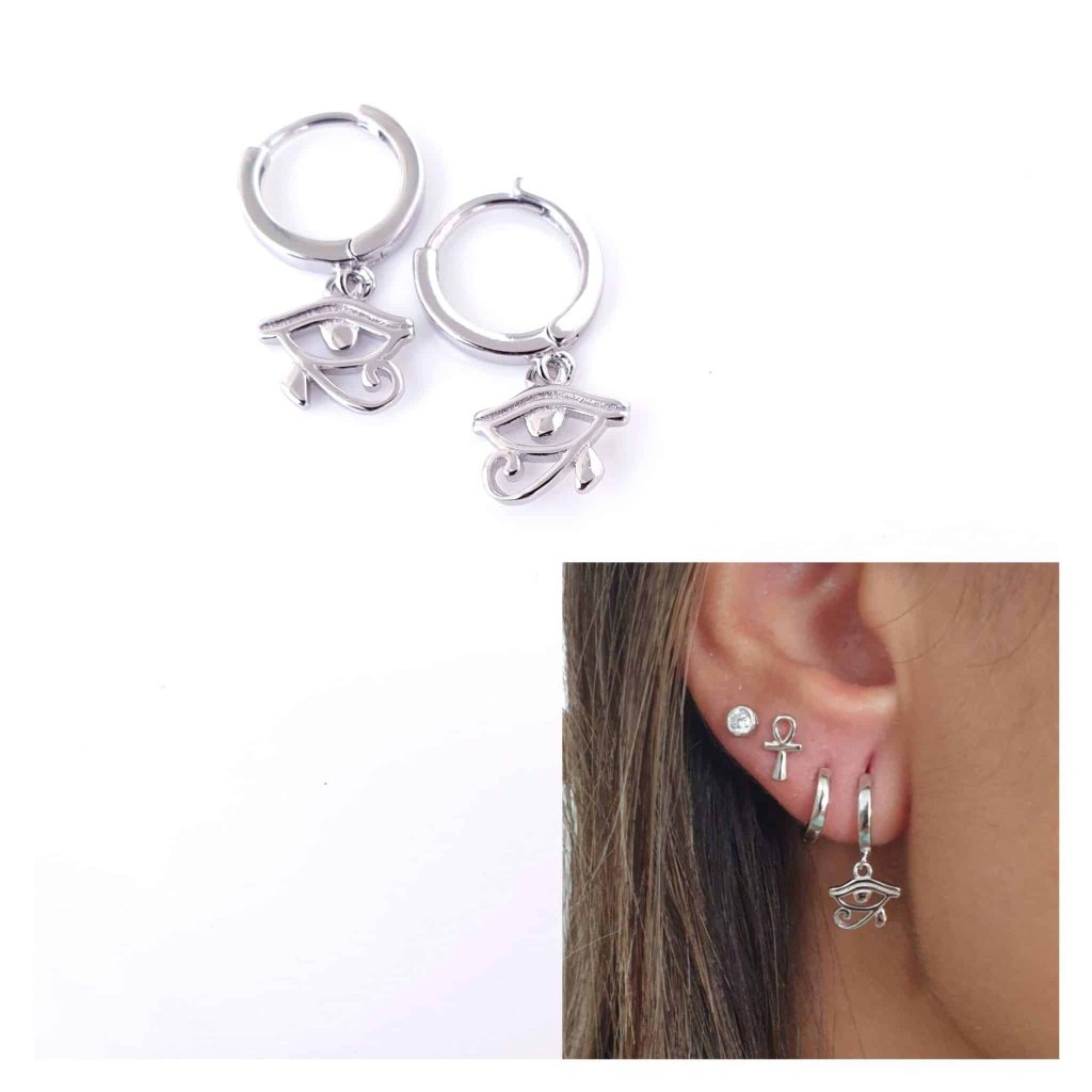 Pendientes ojo Horus de plata de ley