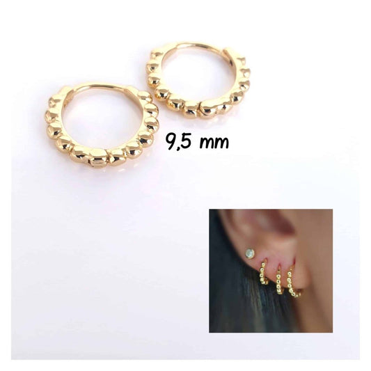 Pendientes basic oro bolitas M de plata de ley con baño de oro de 14 quilates - Joyería Zafir