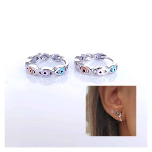 Pendientes ojitos aros sweet de plata de ley - Joyería Zafir