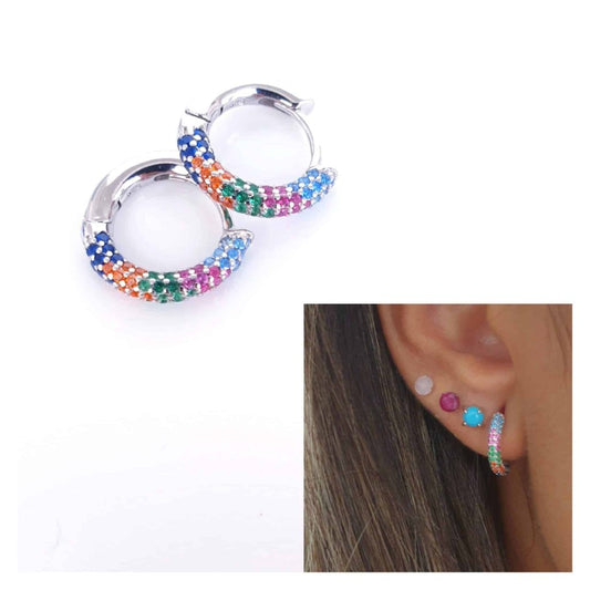 Pendientes aros Agatha de plata de ley