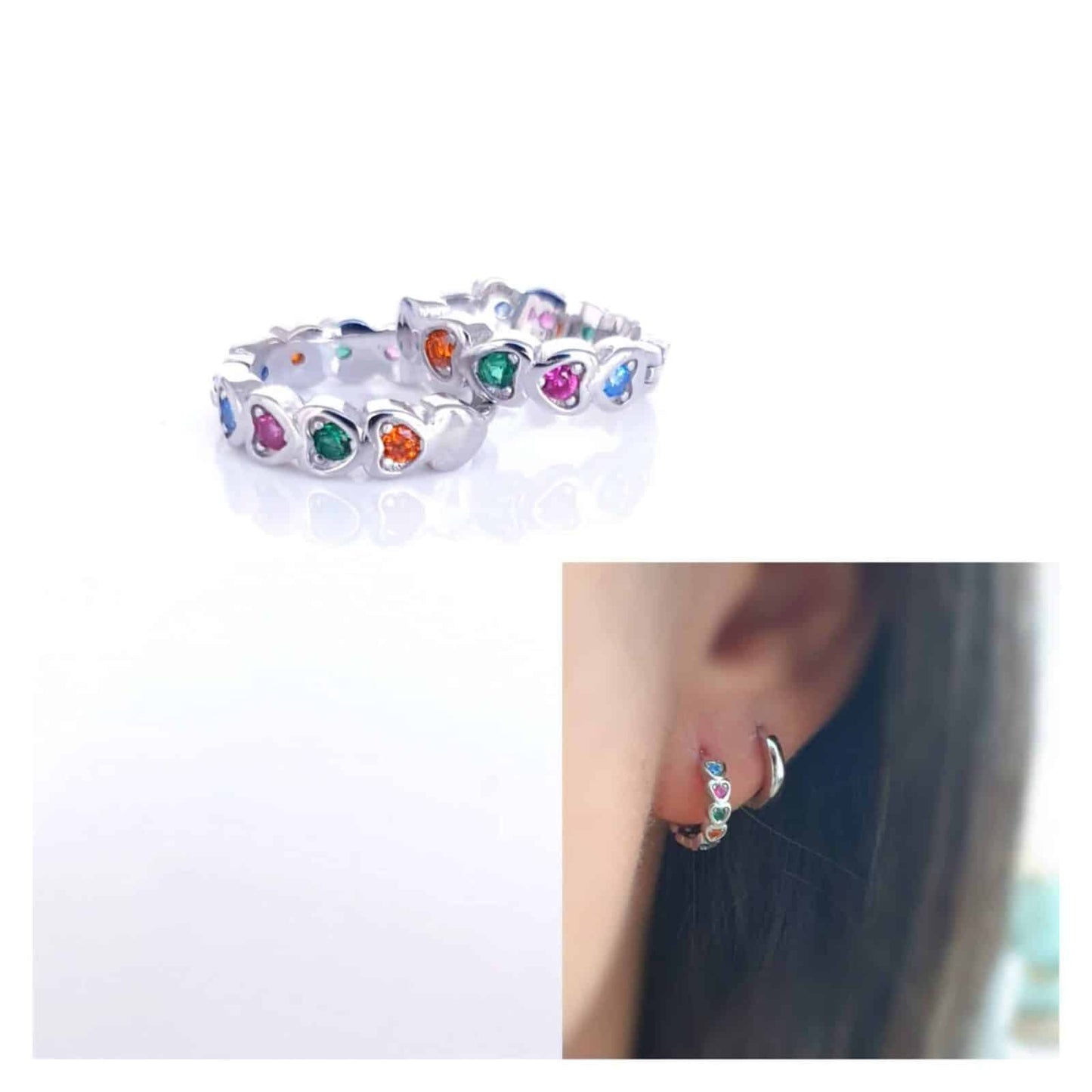Pendientes love de plata de ley - vista adicional