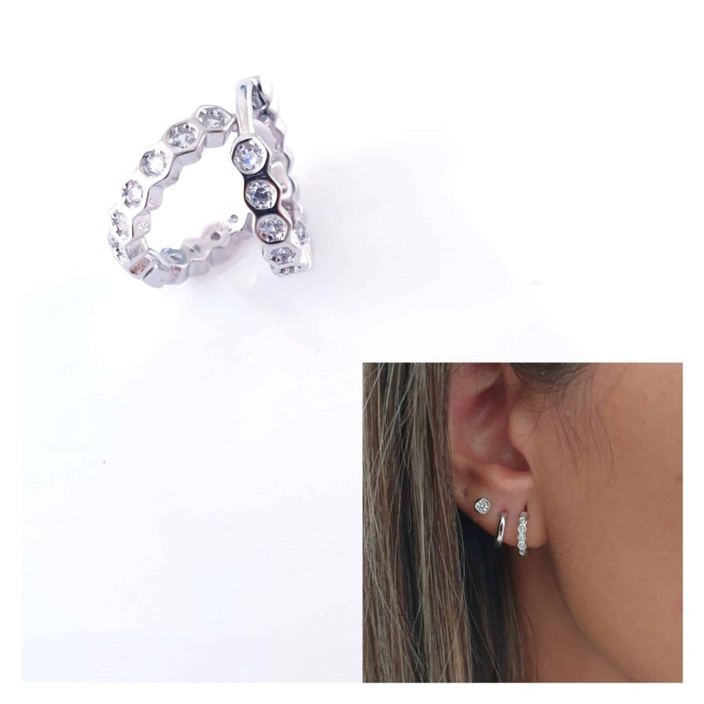 Pendientes arito brillo de plata de ley