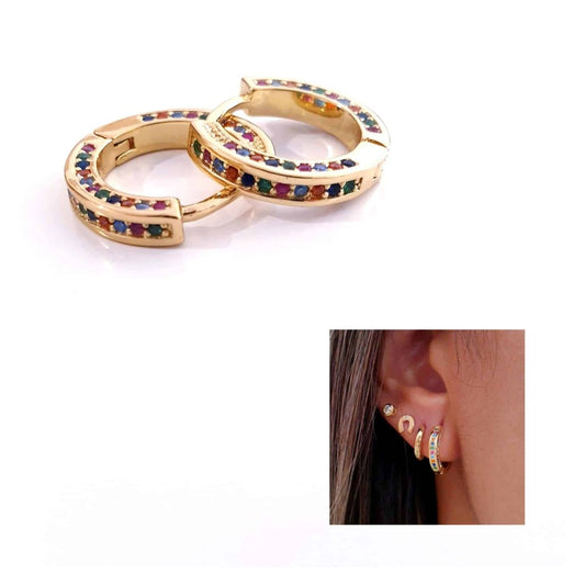 Pendientes Iris de plata de ley con baño de oro de 14 quilates - Joyería Zafir